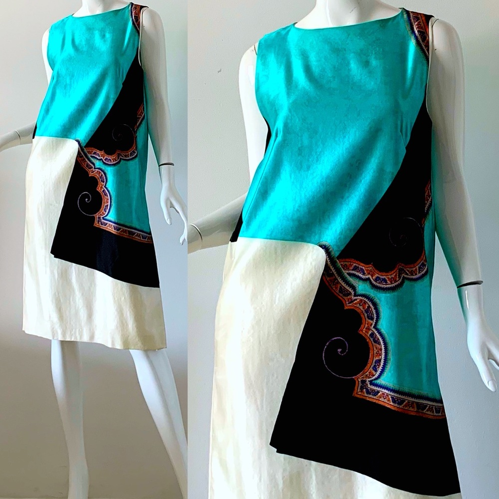 Dries Van Noten Dress Silk Wool Painted 38